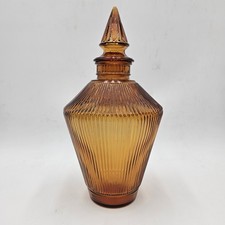 Amber Ribbed Glass Bowl / Votive Holder with Scalloped Star-Shaped Rim No mark at all — listing 5