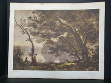 Corot 'Souvenir de Mortefontaine' Framed Print in Oval Gilt Frame — listing 6
