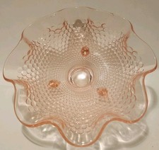 Vintage Pink Frosted Depression Glass Salt & Pepper Shakers with Metal Lids, Pair — listing 5
