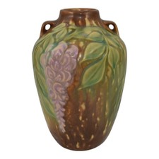 Roseville Wisteria 630-6 Pottery Vase Pair (Matched Set of Two) Neither is marked — listing 2