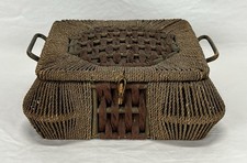 Antique Woven Wicker Sewing Basket with Lid (Two-Piece) — listing 5