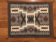 Navajo Storm Pattern Handwoven Wool Rug, Natural Wool Tones — listing 4