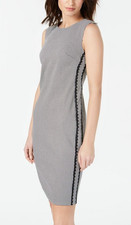 Calvin Klein Black & White Windowpane Plaid Sleeveless Sheath Dress, Size 14 — listing 3