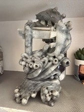Chinese Carved Yellow Jade / Serpentine Koi Fish Figurine on Wood Stand — listing 6