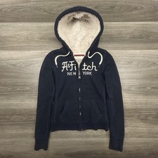 Abercrombie & Fitch Sherpa-Lined Full-Zip Hoodie, Olive Green, Size L — listing 2