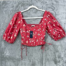 Abercrombie & Fitch Black Sweetheart Neckline Corset-Seam Crop Top with Balloon Sleeves — listing 5