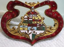 Antique Enamel Heraldic Shield Lapel Pin with Stars and Stripes — listing 3