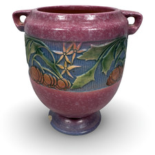 Roseville Pottery Baneda Jardinière/Vase, Shape 587-4, Raspberry/Rose Ground — listing 2