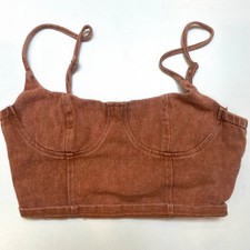 Cherry Mellow Rust Denim Bustier Crop Top, Size M — listing 5