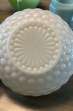 Vintage White Milk Glass Bubble Pattern Bowl with Scalloped Rim — listing 5