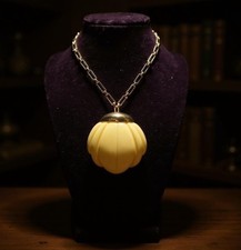 Vintage Lanvin Paris Modernist Lucite Pendant Snake Chain Necklace — listing 6
