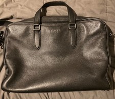Lot of 2 Black Leather Laptop/Briefcase Bags - Coach and Dilano