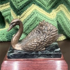 Figural Swan Miniature Metal Figurine with Textured Wings — listing 6