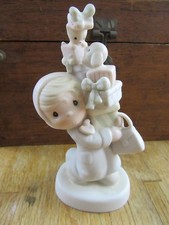 Precious Moments Porcelain Figurine - Girl Feeding Teddy Bear in Highchair — listing 6