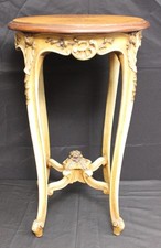 French Provincial Two-Tier Side Table with Scalloped Apron and Cabriole Legs — listing 2