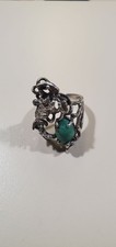Vintage Figural Dragon/Foo Dog Ring with Small Red Stone, Gold-Tone Metal 10K/14K gold karat mark — listing 6