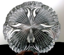 Cut Glass Bowl with Hobstar and Sawtooth Rim, American Brilliant Style