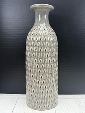 Textured Ceramic Bottle Vase with Faux Foliage Stems, Cream/Stone Finish — listing 3