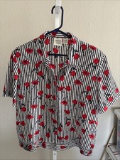 Allison Daley Women's Black & White Floral Print Button-Front Blouse, Size L — listing 3
