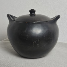 Black Clay Lidded Bowl / Pot with Ball Finial and Angled Shoulder — listing 6