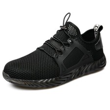 Steel Toe Safety Work Sneakers, Green/Black Knit with Gum Sole — listing 4