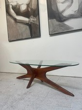 Adrian Pearsall for Craft Associates Mid-Century Modern Sculptural Walnut Coffee Table with Biomorphic Glass Top — listing 4