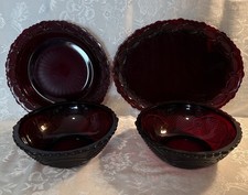 Avon 1876 Cape Cod Ruby Red Glass Dessert/Sherbet Cups and Saucers Set — listing 5