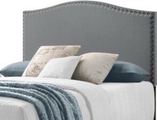 Belle Isle Furniture Ivey Queen Upholstered Headboard, Grey Microfiber with Nailhead Trim