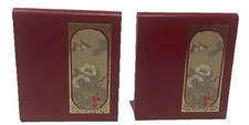 Pair of Vintage Chinoiserie Black Lacquer Wood Bookends with Hand-Painted Figural Scenes — listing 4
