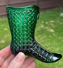 Vintage Green Pressed Glass Figural Boot / Shoe Toothpick Holder — listing 4