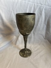 Set of 4 Antique Pewter Goblets with Baluster Stems, Touchmarks to Base — listing 2
