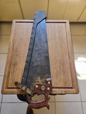 Antique Hand Saw with Carved Wheat-Motif Wooden Handle and Medallion — listing 5