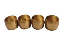 Hammered Brass Napkin Rings Set of 8 Red Metallic Finish — listing 3
