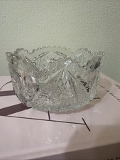 Cut Glass Two-Handled Nappy Dish, Pinwheel/Hobstar Pattern, Sawtooth Rim, listing 4