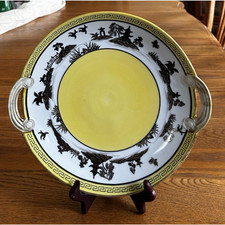 Antique Nippon Hand-Painted Porcelain Two-Handled Cake Plate with Gilt Moriage Floral Border, Morimura Brothers — listing 3