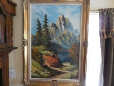 Ernest Neuhold Original Oil Painting Forest Landscape, 25 x 34 inches, Ornate Gilt Frame — listing 2