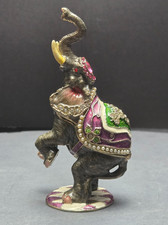 Thai-Style Elephant Pedestal Lidded Trinket Box with Basketweave Dome Lid — listing 4
