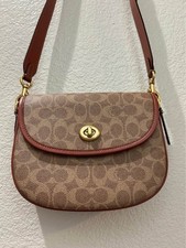 Coach Willow Saddle Bag in Chalk Pebble Leather with Signature Web Strap No visible creed patch — listing 4