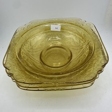 Vintage Yellow Uranium/Vaseline Depression Glass 3-Section Divided Grill Plate, 10 inch, Cameo/Etched Pattern — listing 2