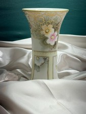 Antique Hand-Painted Nippon Porcelain Handled Nut/Bonbon Dish with Rose Cartouches — listing 2