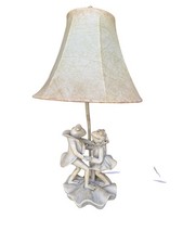 Figural Double Frog Lily Pad Table Lamp with Amber Tortoiseshell Art Glass Shade — listing 5