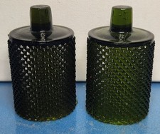 Vintage Green Glass Square Hobnail Beaded Votive Candle Holder / Toothpick Holder — listing 4
