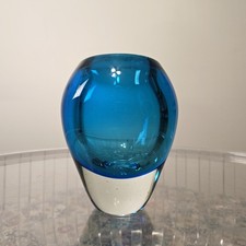 Hand-Blown Sommerso Teal Cased Glass Bud Vase — listing 5