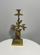 Vintage Italian Cast Metal Medieval Knight Figural Candlestick Holder on Marble Base