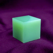 Green Uranium Glass Cube Pattern Covered Sugar Bowl (Jeannette Cubist), 5 inches tall — listing 5
