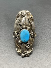 Navajo Turquoise & Sterling Silver Dangle Drop Earrings by Running Bear — listing 2