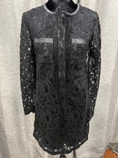Black Lace Short Sleeve Sheath Cocktail Dress with Scalloped Hem — listing 3