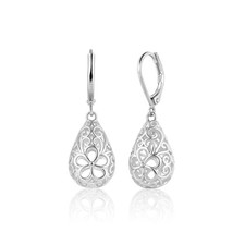 Sterling Silver Modernist Curved Wire Dangle Drop Earrings — listing 6