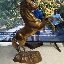 Gilt Rearing Horse Sculpture on Wooden Base — listing 5