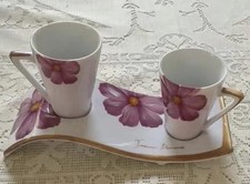 Pair of Porcelain Demitasse Cups & Saucers with Pink & Yellow Ground and Gilt Trim Says 'Bavaria' or 'Germany' — listing 4